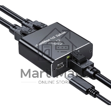 Сплиттер-разветвитель Cablexpert с питанием, 1 порт RJ45 -> 2 порта RJ45 100/1000Mbps, NCA-SP-03, коробка