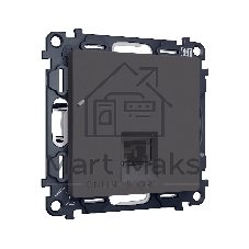 Комплект механизма компьютерной розетки ALFA Графит мягкое касание RJ-45(8P8C) CAT6 с шторкой QUANT (AP9120, VM188) MA912010
