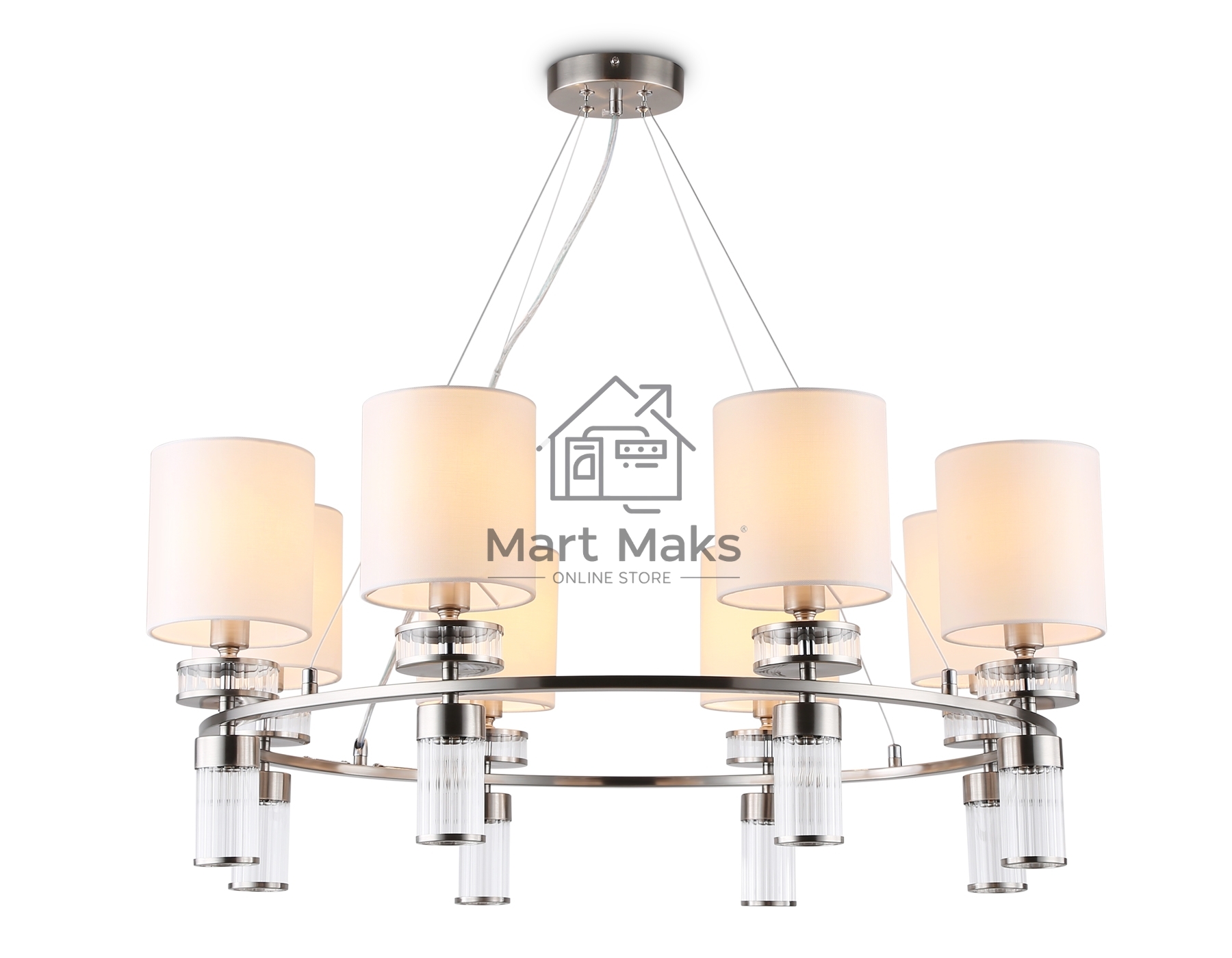 Люстра Ambrella light LH71293/8 SN/WH никель/белый E14/8 max 40W D830*780