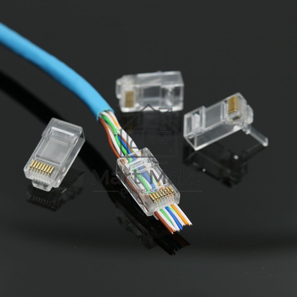 Вилка RJ-45 (8P8C) LC-PTU-01/100 универсальная. кат.5e. со сквозным отверстием(100 шт.)
