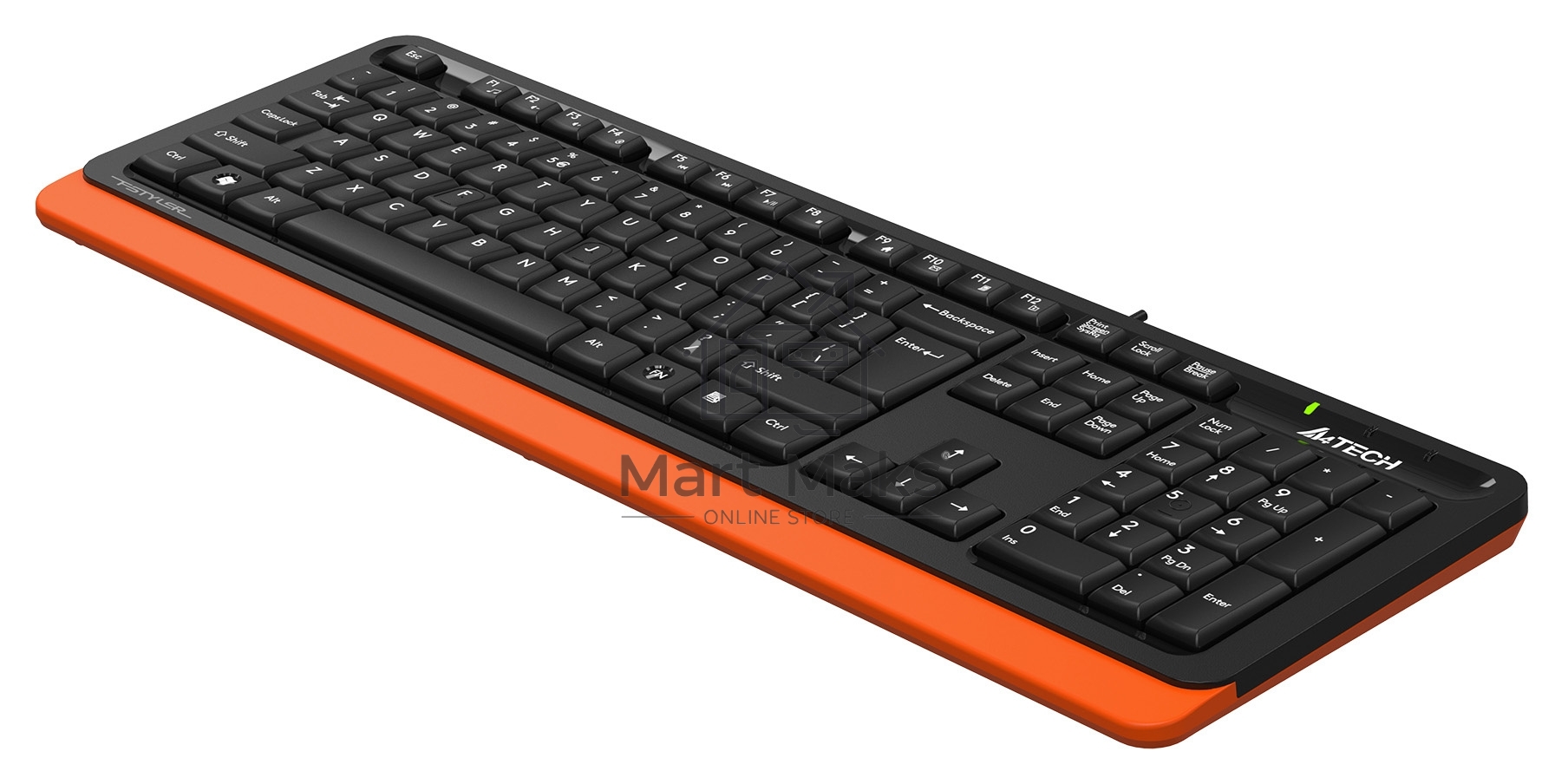 Клавиатура A4Tech Fstyler FKS10 проводная, USB, черный/оранжевый