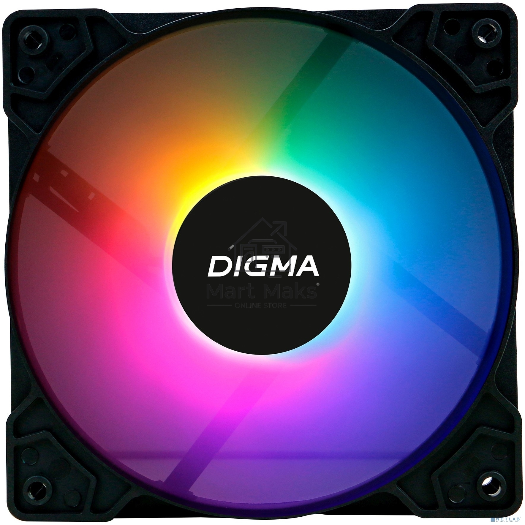 Вентилятор для корпуса Digma DFAN-FRGB1 черный, 120 мм, 1200 об/мин, 23 дБ, 4 pin