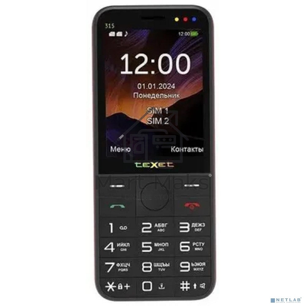 Мобильный телефон TeXet TM-315 черный-красный