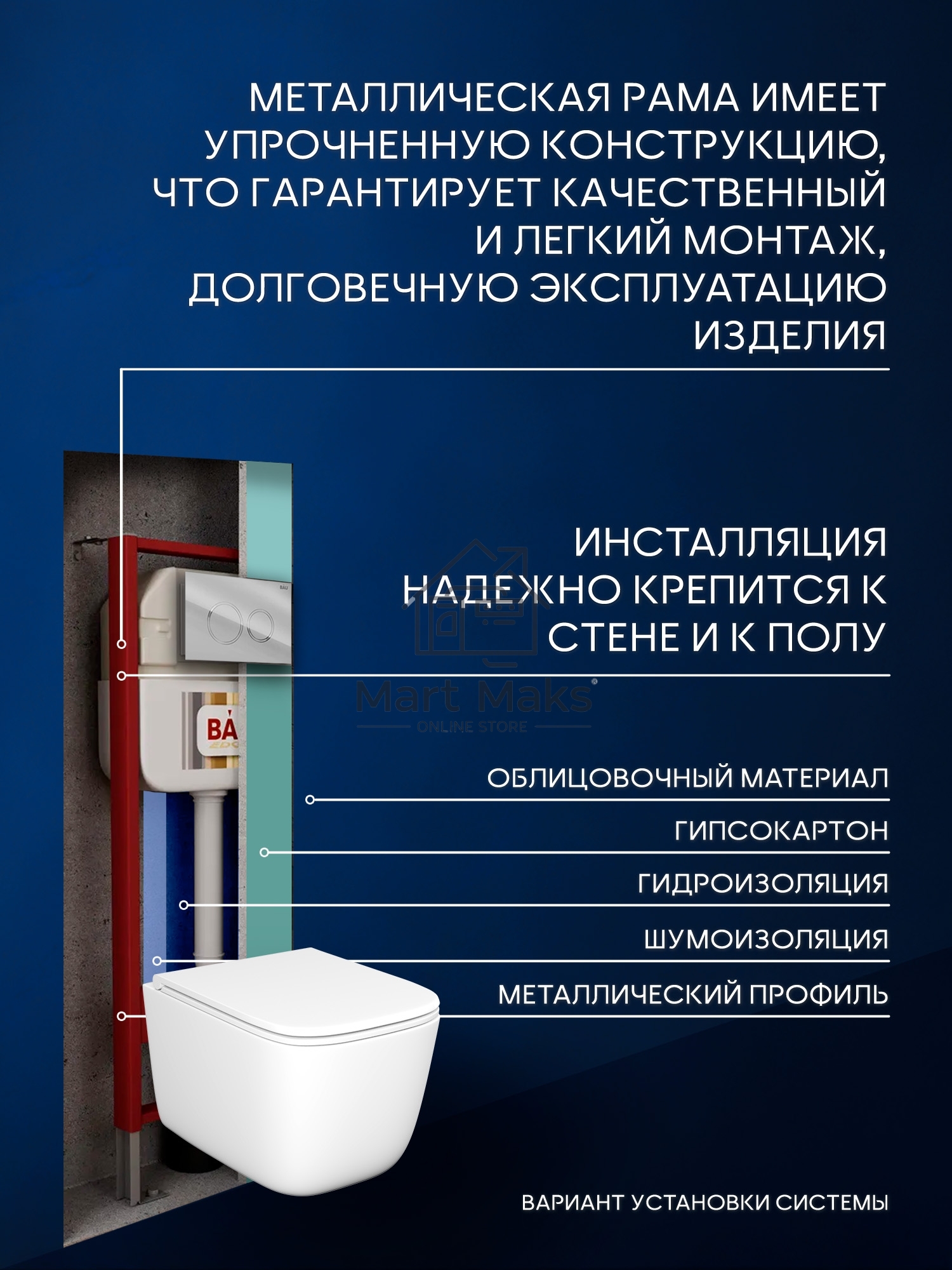 Инсталляция с унитазом комплект BAU NEO 6 в 1: унитаз подвесной безободковый торнадо Bau Dream 51х35, быстросъемное сиденье микролифт, кнопка смыва BAU Dream, хром