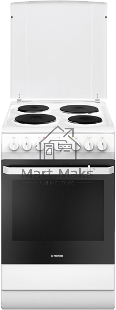 Плита электрическая Hansa FCEW54109 белый, конфорок 4 шт, духовка 65 л, 50 см x 85 см x 60 см