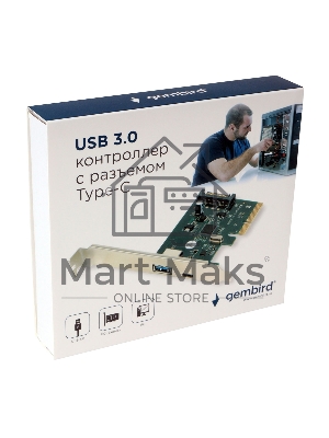 Контроллер USB Gembird SPCR-02, в PCI, порты: 2 внешн. USB 3.0 Type-C