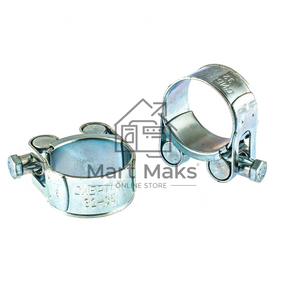 Хомуты металлические Сибртех, силовые 32-35 мм, ширина 20 мм, шарнирные, W1, 2 шт. 47519