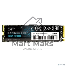 Накопитель SSD Silicon Power P34A60, 128Gb, PCIe 3.0 x4, M.2 2280, NVMe, R/W 2200/1600