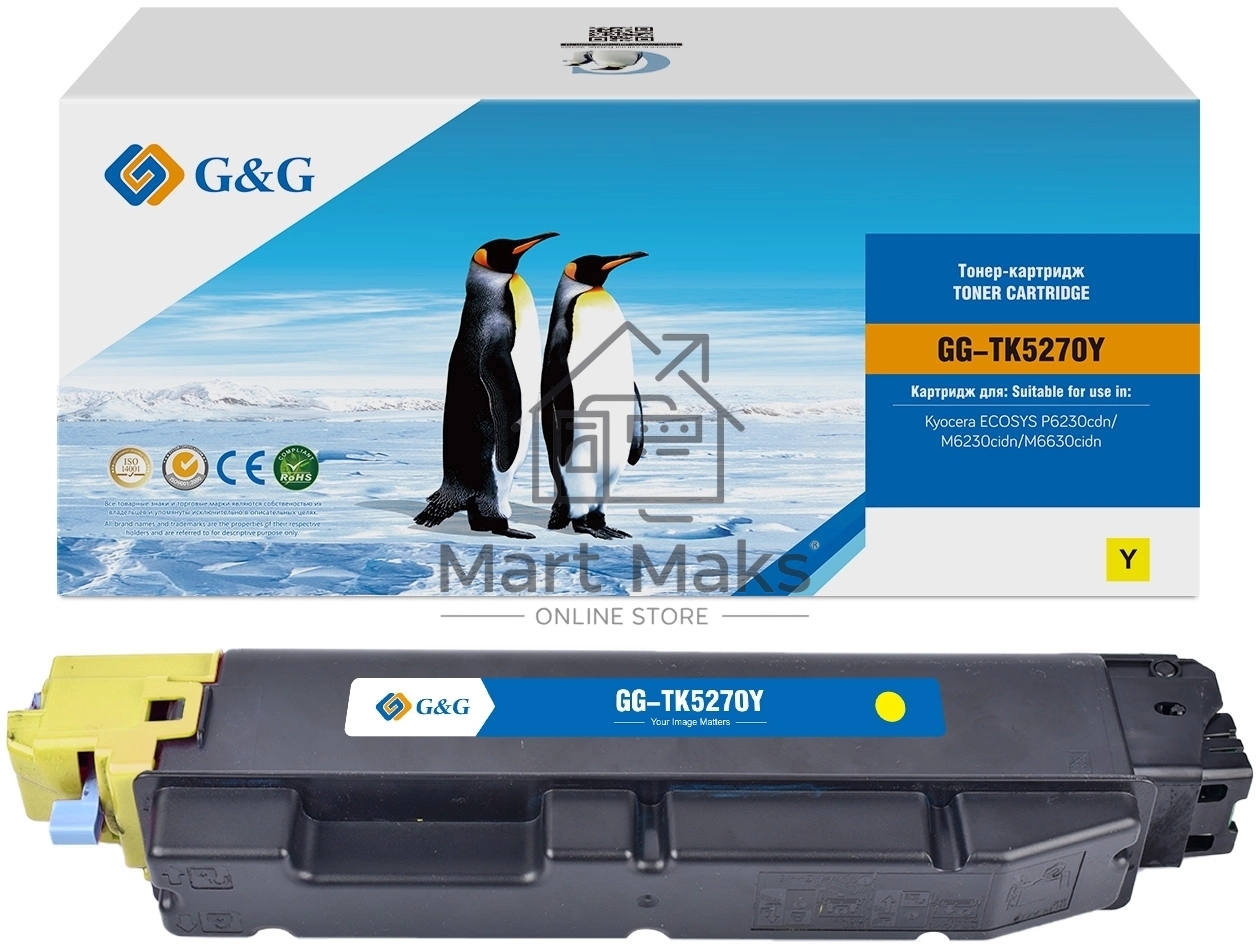 Картридж лазерный G&G GG-TK-5270Y (TK5270Y) желтый (6000 стр.) для Kyocera ECOSYS P6230cdn/M6230cidn/M6630cidn