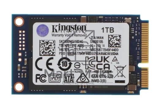 Накопитель SSD Kingston KC600, 1024GB, mSATA, R/W 550/520