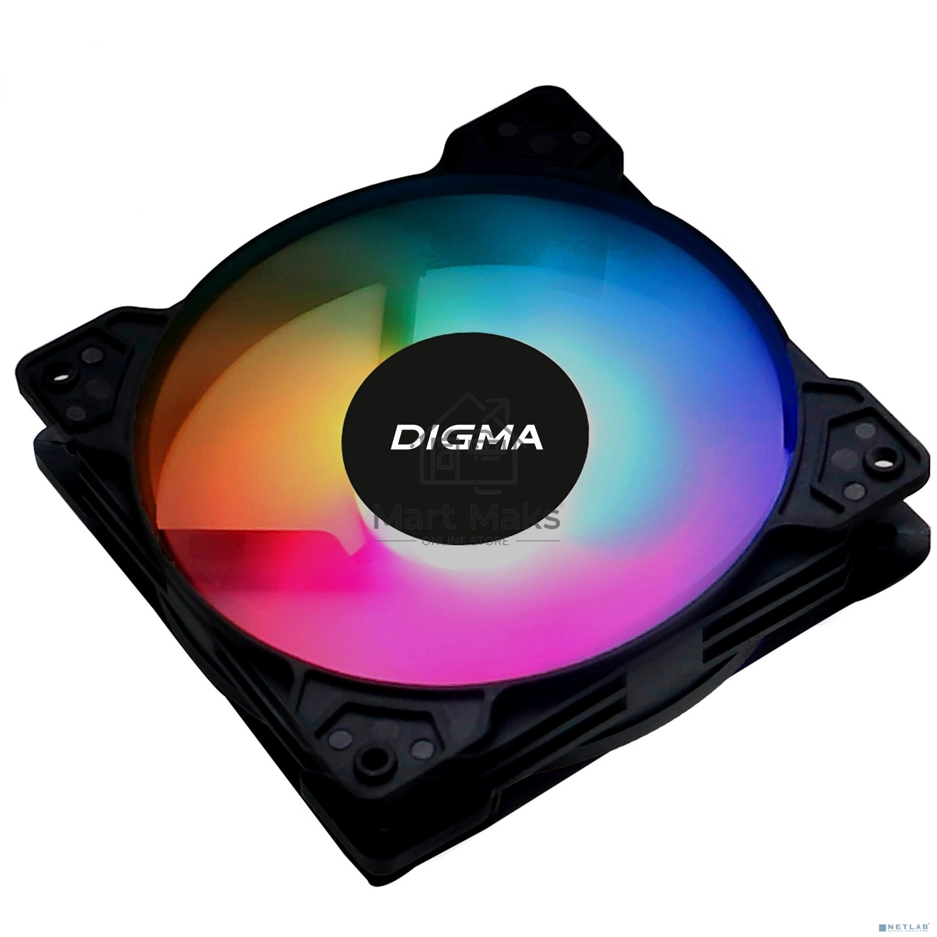 Вентилятор для корпуса Digma DFAN-FRGB1 черный, 120 мм, 1200 об/мин, 23 дБ, 4 pin