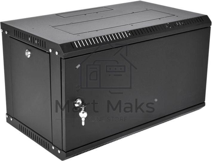 Шкаф телекоммуникационный настенный разборный ЦМО ЭКОНОМ 9U (600 x 350) дверь металл, цвет черный (ШРН-Э-9.350.1-9005)
