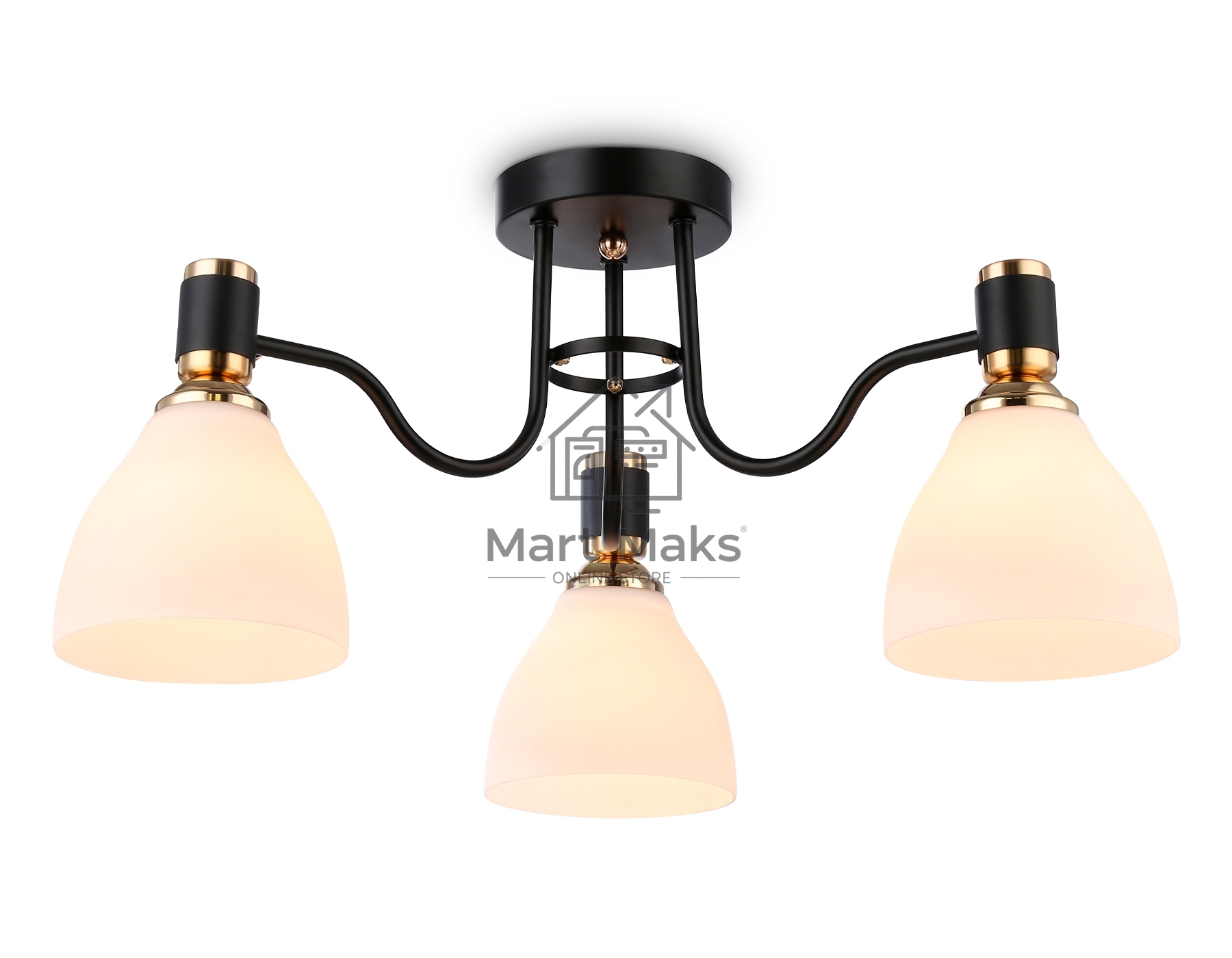 Светильник Ambrella light TR303303/3 BK/GD/FR черный/золото/белый матовый E27*3 max 60W D600*270
