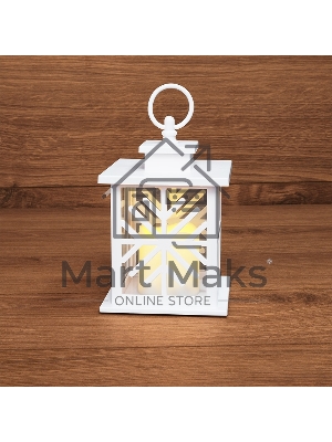 Декоративный фонарь со свечкой, белый корпус со снежинкой, размер 12х12х18 см, цвет теплый белый