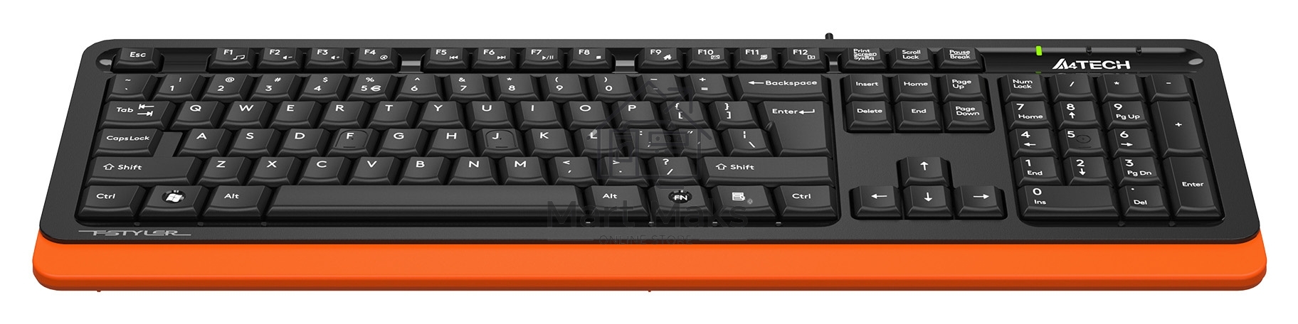 Клавиатура A4Tech Fstyler FKS10 проводная, USB, черный/оранжевый