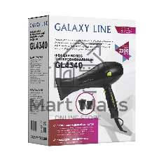 Фен для волос профессиональный Galaxy Line GL 4340, черный с зеленым, 2200 Вт, 2 скорости потока воздуха, 3 температурных режима, функция «холодный воздух», АС-мотор, защита мотора от перегрева, насадка-концентратор для ускоренной сушки, насадка-концентратор для точной укладки, подвесная петля, длина шнура 180 см