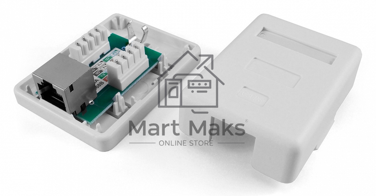 Розетка компьютерная Hyperline SB1-1-8P8C-C5e-SH-WH RJ-45(8P8C), категория 5e, экранированная, одинарная, внешняя, Dual IDC