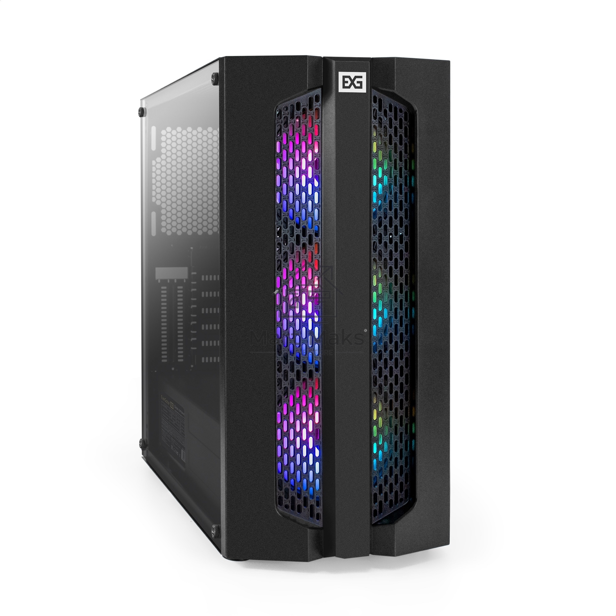 Компьютерный корпус Miditower ExeGate EVO-9205-EVO800 (ATX, БП EVO800RGB с вент. 12 см, с окном, 1*USB+1*USB3.0, аудио, черный, 3 вент. 12см с RGB подсветкой)