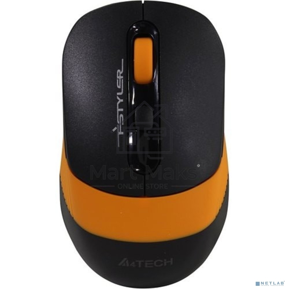 Мышь беспроводная A4Tech Fstyler FG10 черный/оранжевый, 2000 dpi, радиоканал, USB, кнопки - 4