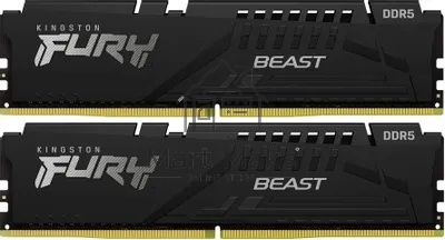 Оперативная память Kingston Fury Beast, DDR5, 32GB (2x16GB), 6000MHz, CL30, DIMM, с радиатором, черный