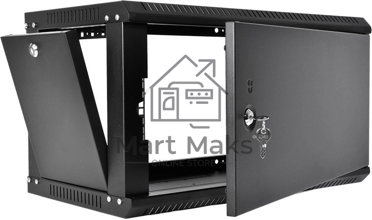 Шкаф телекоммуникационный настенный разборный ЦМО ЭКОНОМ 9U (600 x 350) дверь металл, цвет черный (ШРН-Э-9.350.1-9005)