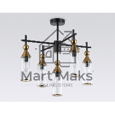 Люстра Ambrella light LH55256/5 BK/BS/CL черный/латунь/прозрачный E14*5 max 40W D520*520