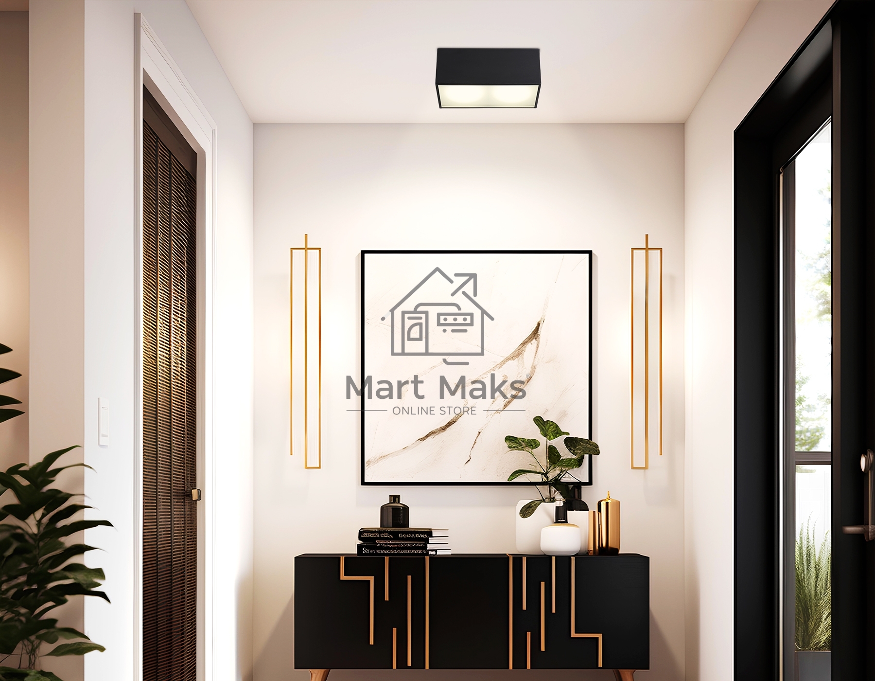 Светильник Ambrella light TN6535/2 BK черный IP44 GX53/2 200*100*80