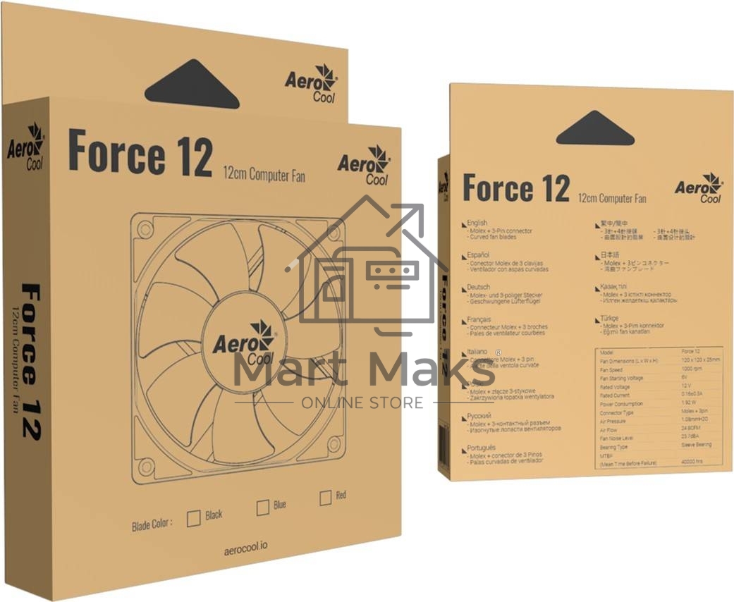 Вентилятор для корпуса Aerocool/Formula Force 12 PWM черный, 120 мм, 1500 об/мин, 27.5 дБ, 4 pin