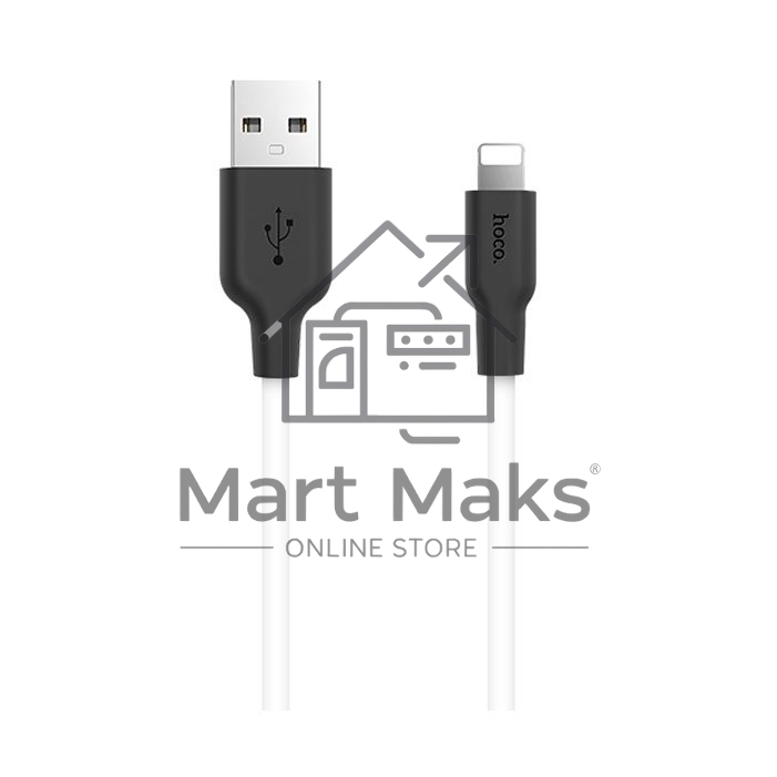 Кабель USB 2.0 hoco X21, силиконовая оплетка, AM/Lightning M, бело-черный, 1м