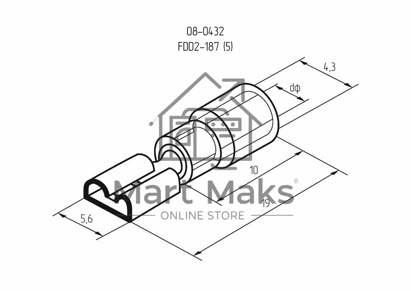Клемма плоская изолированная гнездо 5.6 мм 1.5-2.5 мм² (РПи-м 2.5-(4.8)/РПИм 2-5) Rexant