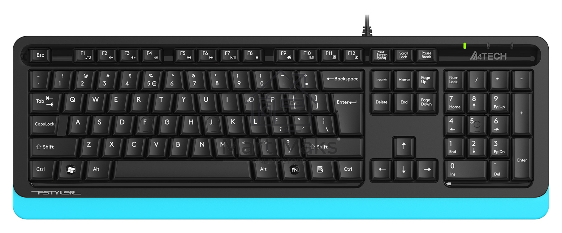Клавиатура A4Tech Fstyler FKS10 проводная, USB, черный/синий
