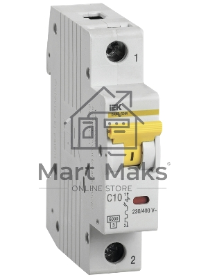Выключатель автоматический однополюсный ВА47-60M 1Р 10А 6кА С MVA31-1-010-C IEK