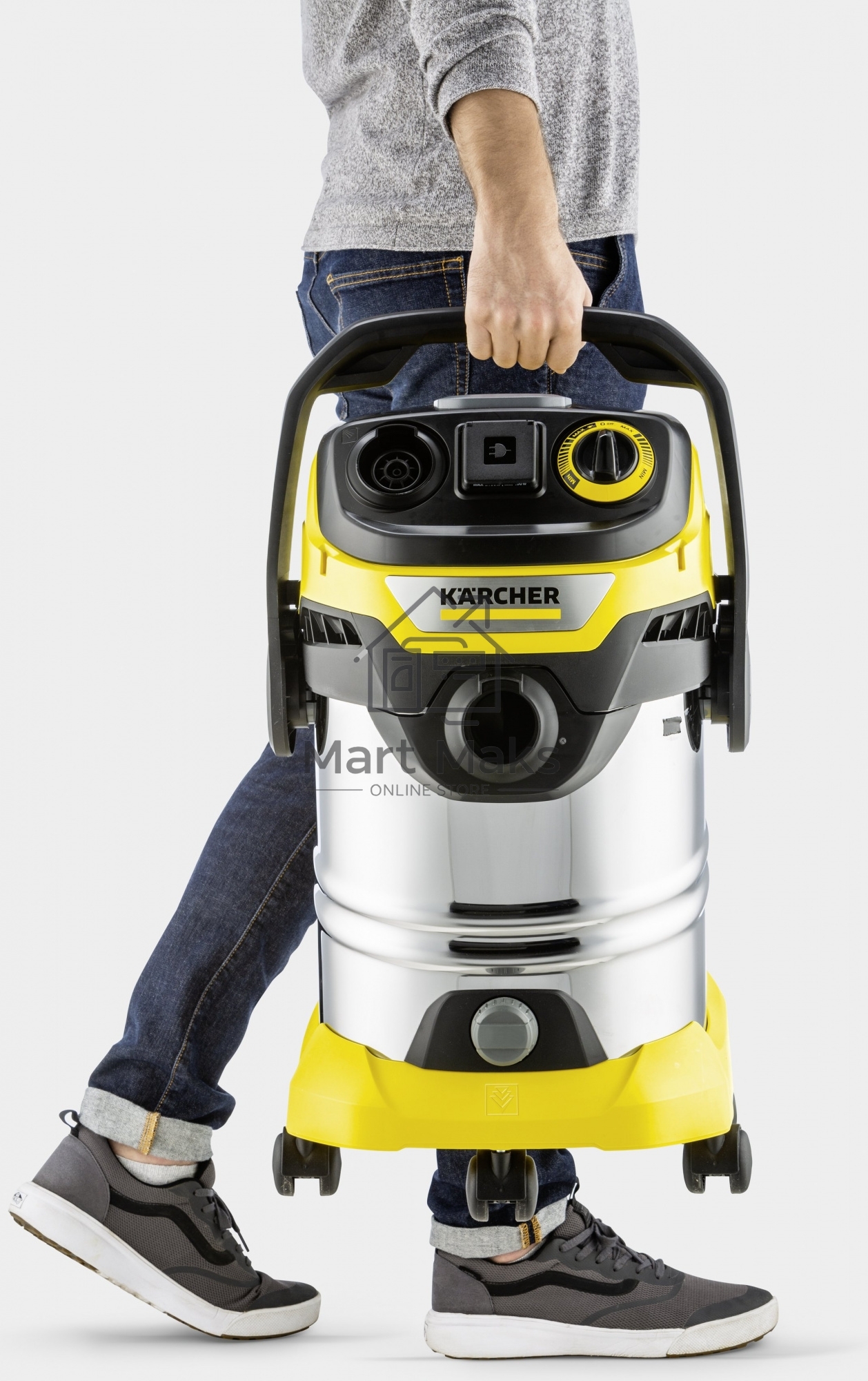 Строительный пылесос Karcher WD 6 P S V-30/6/22/T желтый, 1300 Вт, уборка сухая/сбор воды, пылесборник мешок/контейнер, 30 л