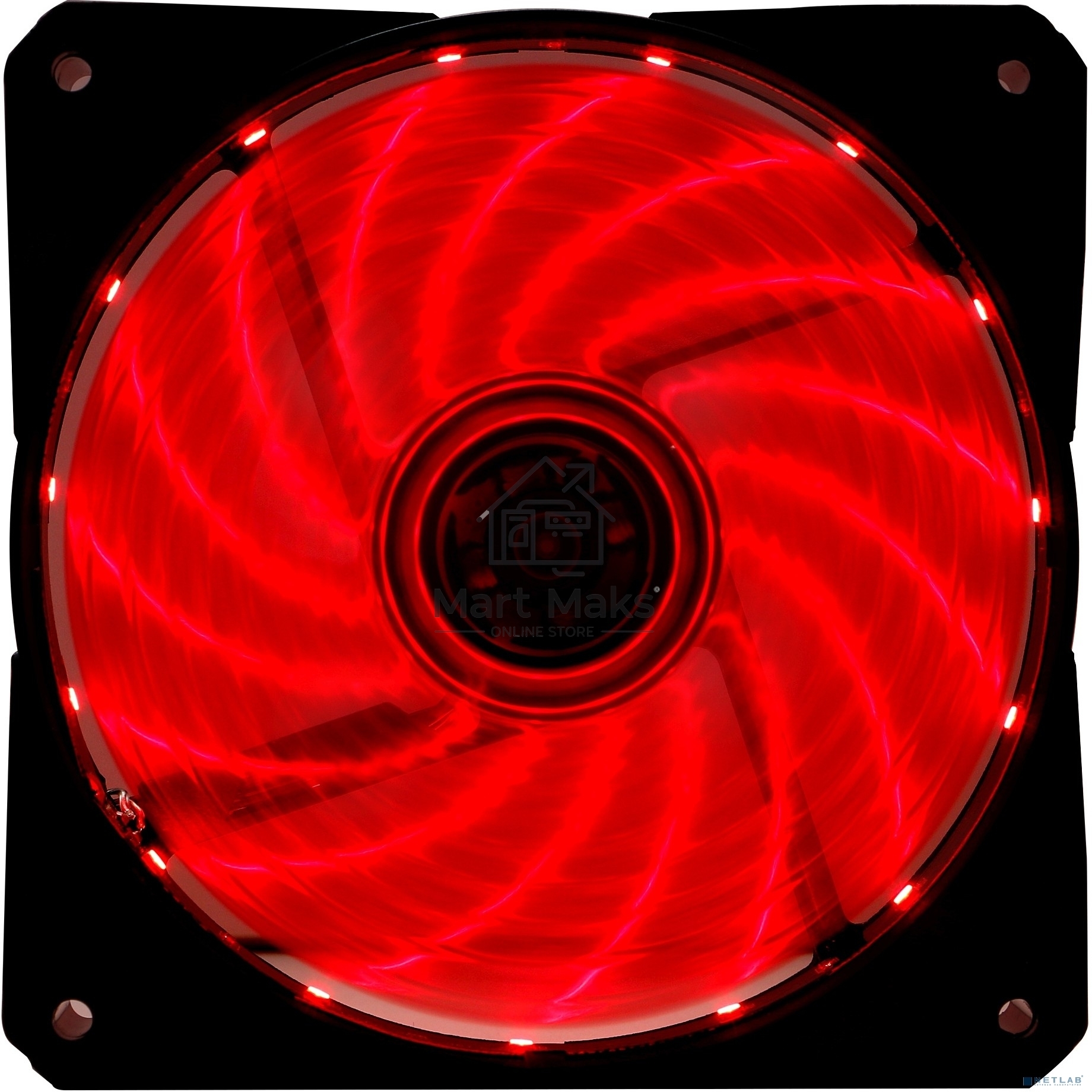 Вентилятор для корпуса Digma DFAN-LED-RED черный, 120 мм, 1200 об/мин, 23 дБ, 4 pin