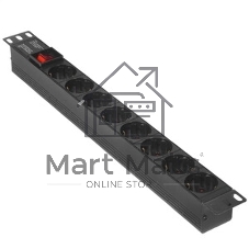 Блок розеток горизонтальный ExeGate ServerPro PDU-19H804 Al-8S-EU2.5-SW, 19