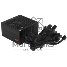 Блок питания PCCOOLER, 750W 80 PLUS  (ATX, ATX 2.4, Non-modular, 1x24(20+4)pin 550мм, 1xCPU*2 8(4+4)pin 610+150мм, 3xPCIe 8(6+2)pin 510мм, 2xSATA*3+MOLEX4pin*1 450+150+150+150мм, Active, 120x120мм, 140x150x86мм, APFC, OVP, SCP, OPP (140-160%, 2ms delay))