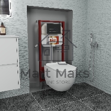 Комплект BAU 6 в 1: рамная инсталляция BAU NEO 45 для подвесного унитаза, унитаз подвесной безободковый Bau Dream 53, сиденье дюропласт микролифт, клавиша смыва BAU Pulse, черная матовая/вставка хром