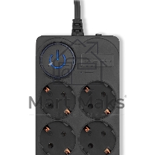 Сетевой фильтр Ippon BK-8-EU-3-10-B 3 м, 8 розеток, черный, коробка