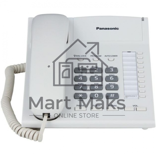 Телефон проводной Panasonic KX-TS2388RUW белый индикатор вызова,повторный набор последнего номера,4 уровня громкости звонка