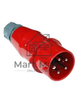 Вилка Lanmaster LAN-IEC-309-32A3P/M трехфазная папа 32A 380V разборная красная