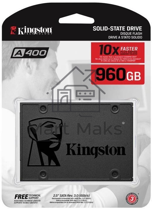 Накопитель SSD Kingston A400, 960GB, SATA III, 2.5