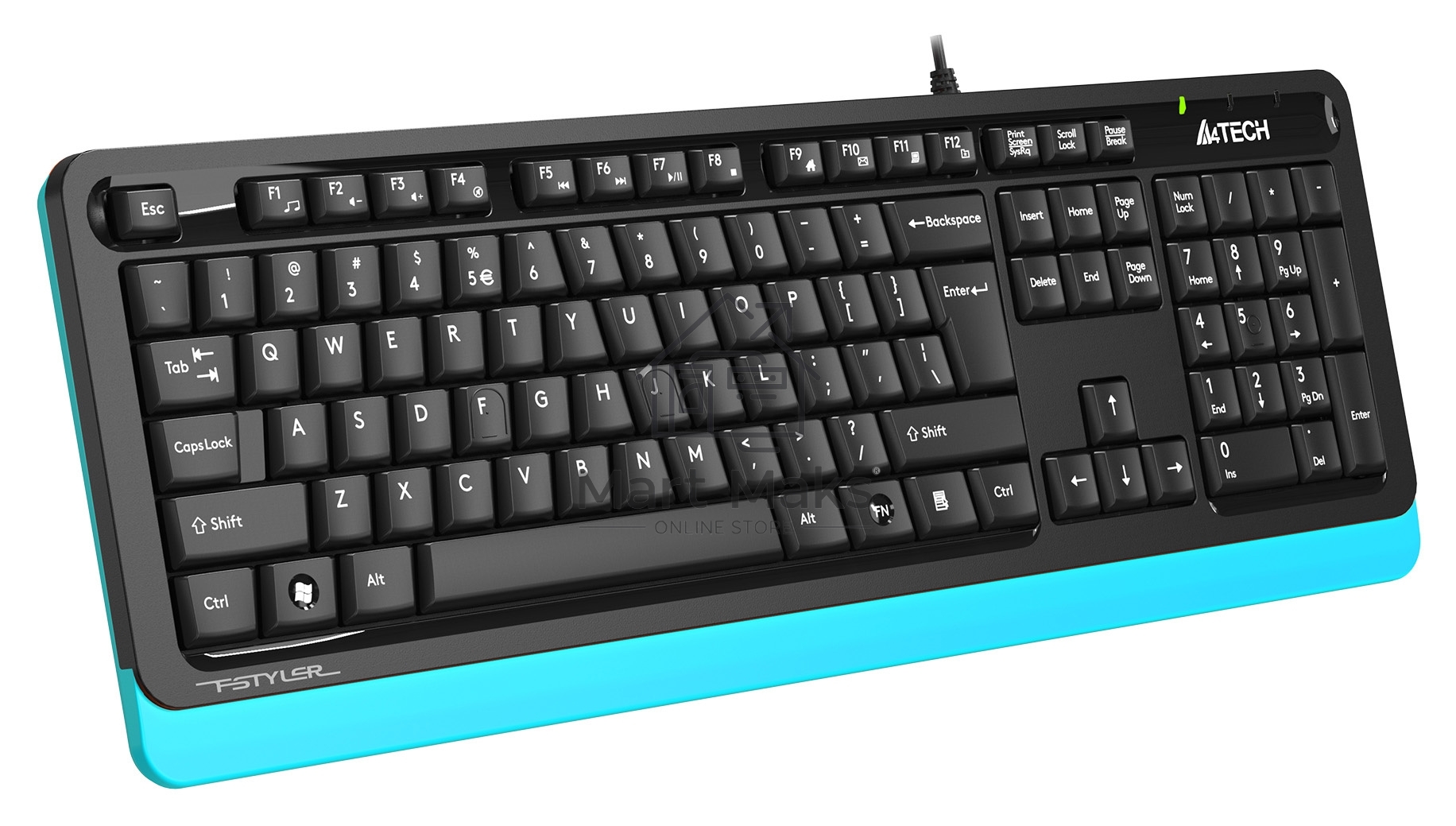 Клавиатура A4Tech Fstyler FKS10 проводная, USB, черный/синий