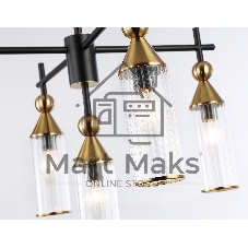 Люстра Ambrella light LH55256/5 BK/BS/CL черный/латунь/прозрачный E14*5 max 40W D520*520