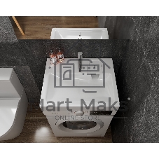 Раковина над стиральной машиной BAU Hotel 50х55, литьевой мрамор в комплекте с кронштейнами и сифоно