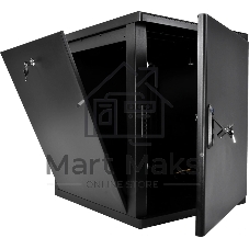 Шкаф телекоммуникационный ЦМО настенный разборный 12U (600 x 650) съемные стенки, дверь металл, черный (ШРН-М-12.650.1-9005)