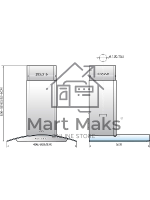 Вытяжка каминная Elikor Аметист 60П-430-К3Д черный/тонир, 60 см, 430 куб. м/ч, 54 дБ