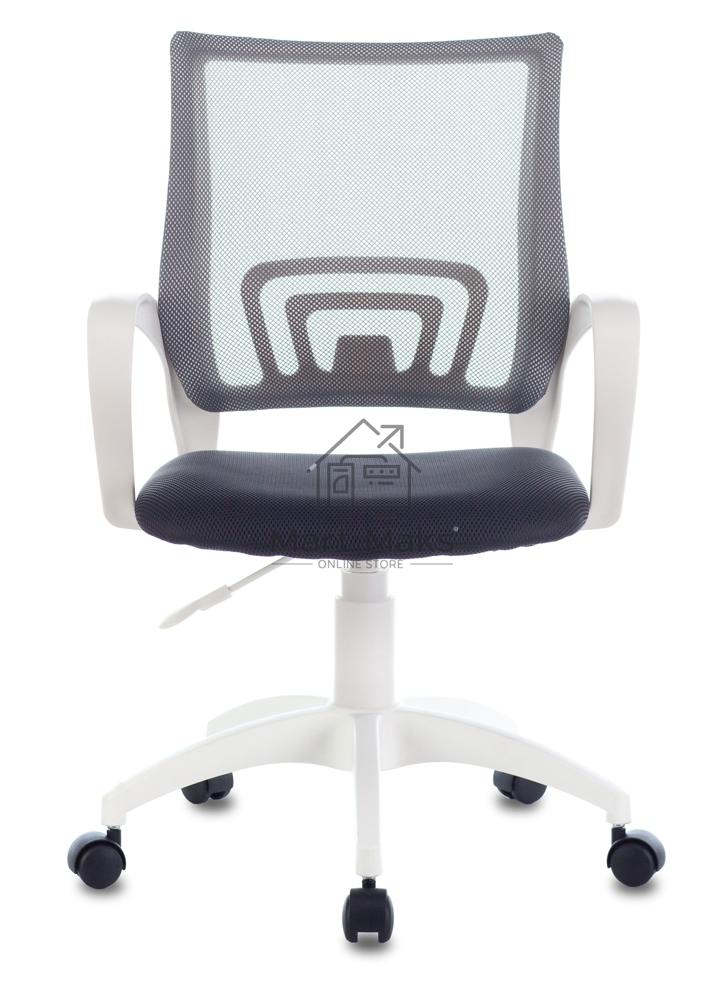 Кресло компьютерное Бюрократ CH-W695NLT TW-04 TW-12 темно-серый, сетка/ткань, крестовина пластик, пластик белый