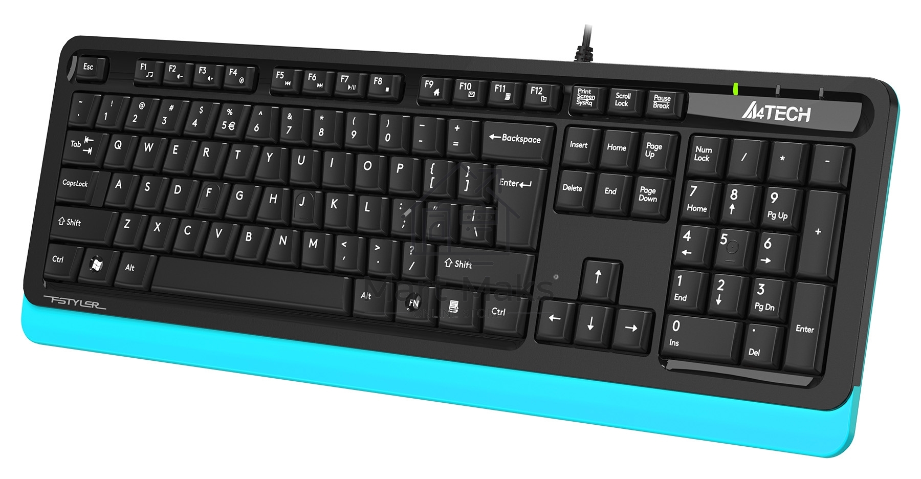 Клавиатура A4Tech Fstyler FKS10 проводная, USB, черный/синий