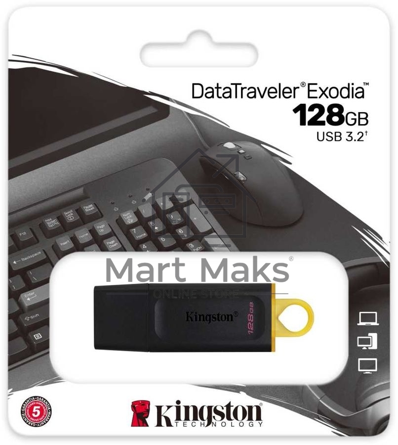 Флешка USB R/W R/W Kingston 128GB USB3.2 Gen1 DataTraveler Exodia (Black + Yellow)