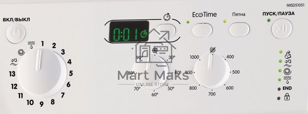 Стиральная машина Indesit IWSD 51051 CIS белый, загрузка фронтальная 5 кг, 1000 об/мин., класс: А
